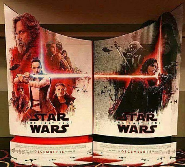 Star Wars VIII kino poster ukazuje dve strany boja